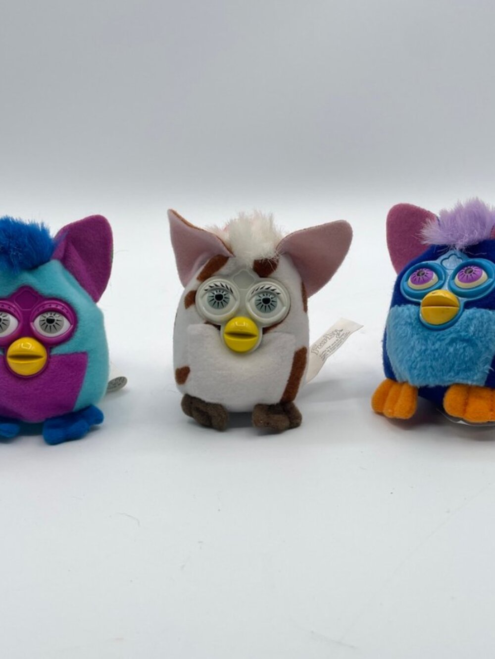 Furby Plush Keychain Lot of 3 - Vintage 2000 McDonalds Happy Meal with Clip